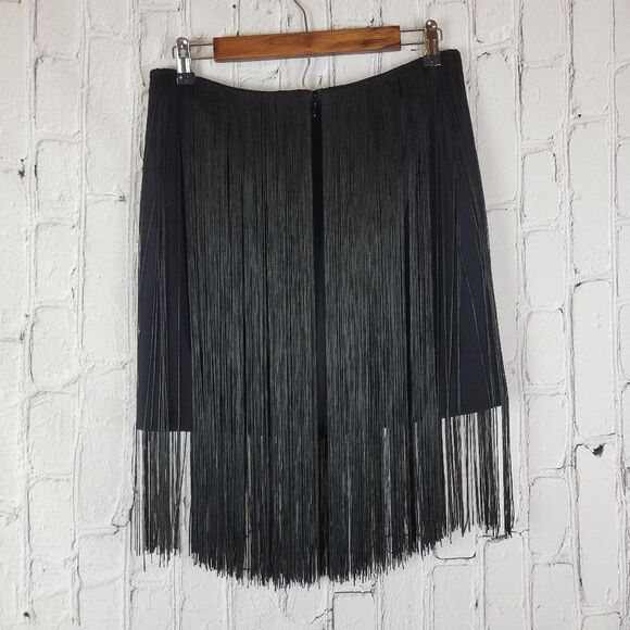 Rag & Bone Corina solid black fringe overlay short skirt - Picture 6 of 12